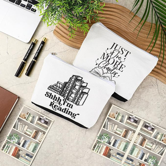 8 Pcs Books Club Gifts Book Lovers Gifts for Women Blind Date with a Read Include 16 oz Glass Cup Canvas Makeup Bag Ballpoint Pen Card for Librarian Reader Bookish Teacher