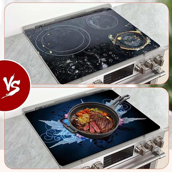 Decorative Electric Stove Top Covers, Heat Resistant Silicone Stove Cover Mat, Stove Top Protectors for Electric Flat Glass Stoves, Adds Extra Counter Space for Small Kitchens and Apartments