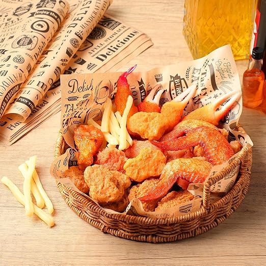 Outus 3600 Pcs 12 x 12 Inch Deli Wax Paper Sheets Grease Resistant Tray Basket Liners Newsprint Paper Water and Grease Proof Sandwich Wrapping Square Hot Dog Wrappers for Food Baking (Brown)