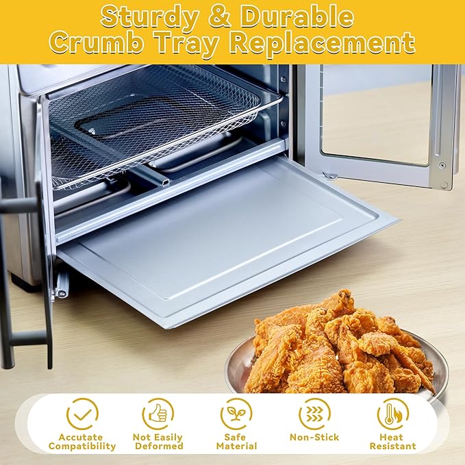Crumb Tray Replacement for Emeril Lagasse 25 Qt Air Fryer, Drip Tray with 4 Pack Reusable Oven Liners Replacement Part Accessories for Ninja DT251 DT501