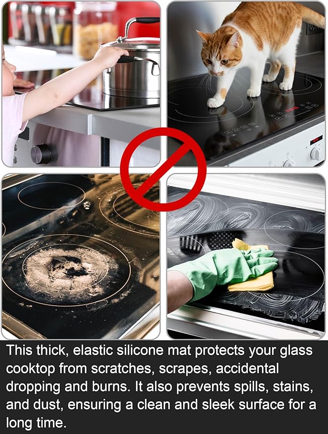 XiFEO Stove Top Covers for Electric Stove, Food Grade Heavy Duty Silicone Glass Stove Top Cover Protector, Induction Cooktop Protector, Heat Resistant Range Ceramic Stove Top Covers Mat, Oven Cover