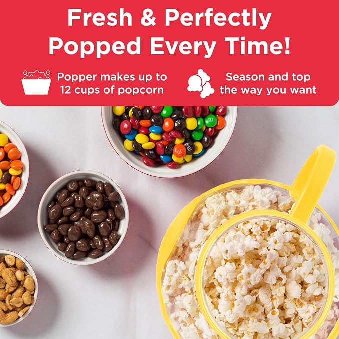Ecolution Patented Micro-Pop Microwave Popcorn Popper with Temperature Safe Glass, 3-in-1 Lid Measures Kernels and Melts Butter, Made Without BPA, Dishwasher Safe, 1.5-Quart, Yellow (Pack of 4)