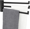 Aomasi Matte Black Swivel Towel Bar, 304 Stainless Steel Rotating Towel Rack with 3 Arms, Space Saving Wall Mounted Hanger for Bathroom, Kitchen, RV, Laundry Room