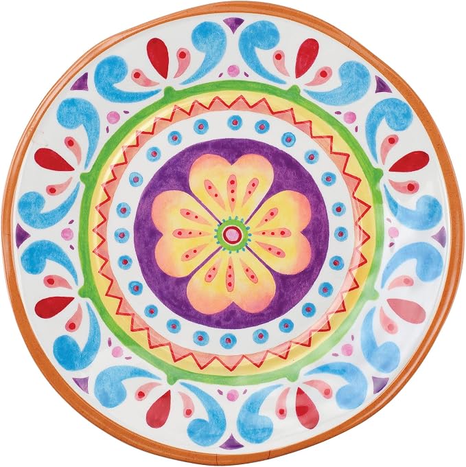 UPware 12 Piece Cinco de Mayo Melamine Dinnerware Sets, Outdoor Dishes Set, Plates and Bowls Sets, Cinco de Mayo Decorations, Service for 4, Multicolor