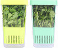 LUVCOSY 2 Pack Herb Keeper, BPA-Free Plastic Herb Saver with an Inner Basket for Cilantro, Mint, Parsley, and Asparagus, Keeps Fresh Herbs for 3 Times Longer