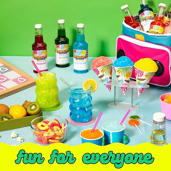 Hawaiian Shaved Ice Lemon-Lime Syrup - Nut Soy Dairy Free - Flavor Fluffy & Crunchy Snow Cones - Shelf Stable - Makes 8 Servings - 16 ounces