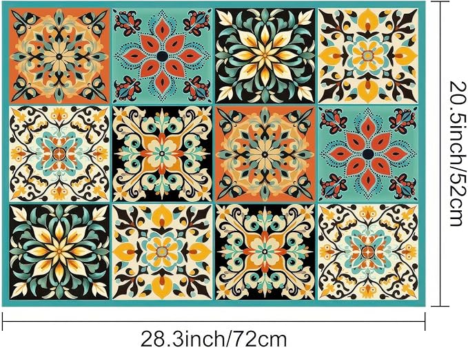 HOMETITUTE Stove Top Cover 28x20 Inch Diatomite Kitchen Mat Spanish Tile Boho Style Heat Resistant Coffee Mat Stove Cover for Electric Pad Countertop Protector Kitchen Decor
