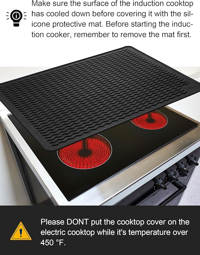 XiFEO Stove Top Covers for Electric Stove, Food Grade Heavy Duty Silicone Glass Stove Top Cover Protector, Induction Cooktop Protector, Heat Resistant Range Ceramic Stove Top Covers Mat, Oven Cover