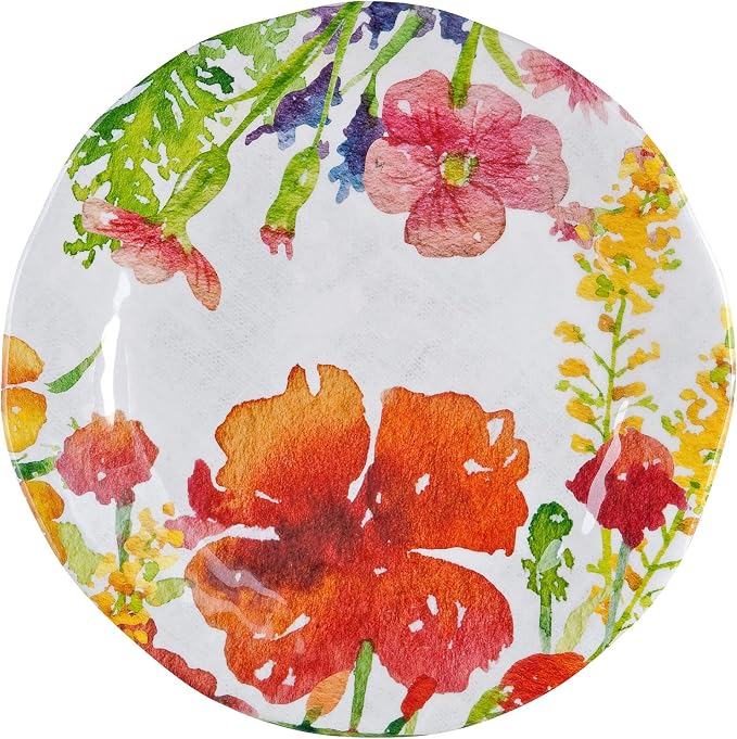 UPware 12 Piece Floral Melamine Dinnerware Sets, Outdoor Dishes Set, Plates and Bowls Sets, Service for 4, Multicolor