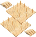 Kigley 6 Pcs Wood Pegboard Drawer Organizer with 48 Pegs Wooden Peg Board System Peg Drawer Organizers for Kitchen Dishes Plate Pegboard Food Containers (17x5.91,Bamboo)