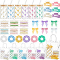Suncalla 36 Pcs 6 Set Pastel Birthday Gifts for Women, Sleepover Spa Party Girls Trip Bachelorette Party Favors for 6 People, Daisy Glass Cup Bracelets Hair Bands Hair Clip Tote Bags Bows
