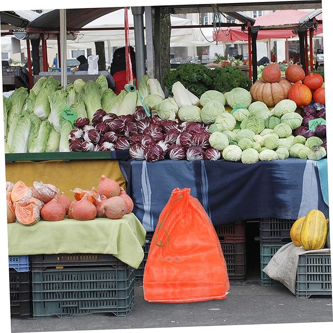 Ciieeo Large Round Mesh Produce Bag 50x80cm Reusable Mesh Storage Bags Drawstring for Fruits Vegetables