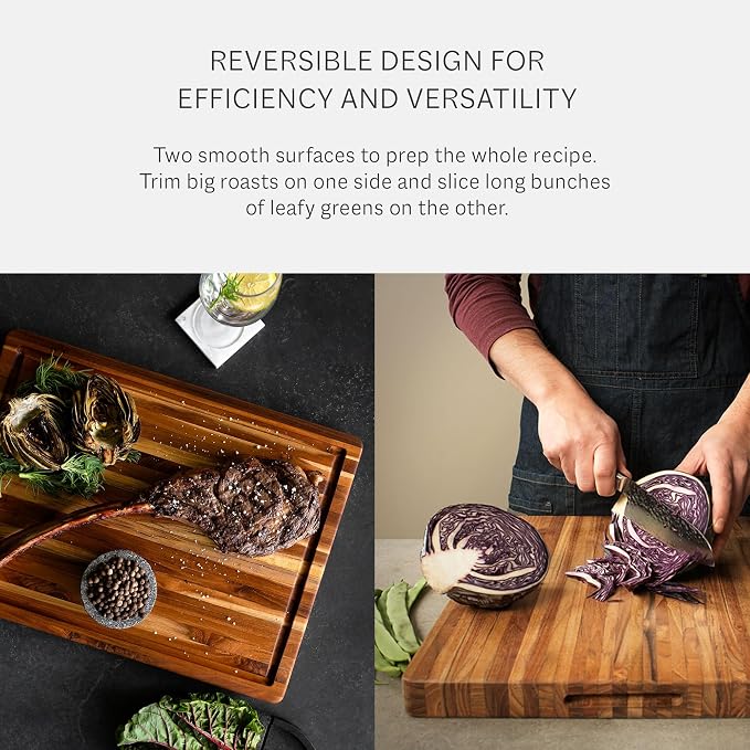 Teakhaus Carving Board with Juice Groove - Extra Large (XL) Teak Wood Cutting Board 24”L x 18”W x 1.5” Thick - Sustainably Harvested & FSC Certified - Knife Friendly with Beeswax Oil Finish