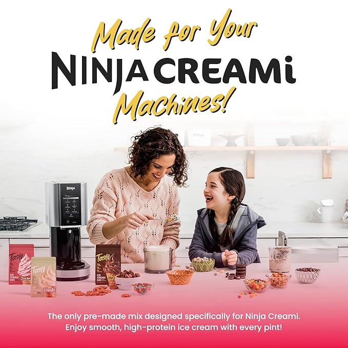 TASTI High-Protein Ice Cream Mix - Strawberry Flavor Low Sugar Ice Cream Powder - Made for Ninja Creami, Soft Serve Mix with 25g Protein, Sugar Free, 0g Net Carbs