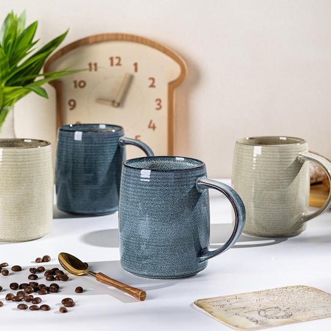 GBhome Large Coffee Mugs Set of 4, 18oz Handmade Ceramic Coffee Mugs Set with Gradient color for Latte/Tea/Beer/Hot Cocoa, Dishwasher & Microwave Safe, Multi-Color