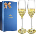 Champagne Flutes -His and Hers,Wedding Toasting Glasses for Engagement Celebrations, Bridal Shower and Registry Idea, Tall Wine Glasses for Bride and Groom Gifts,7oz (Gold&white)