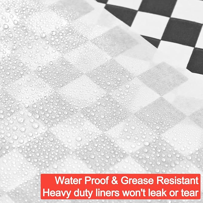 960 Pieces Deli Wax Paper Sheets 12 x 12 inches Checkered Sandwich Wrapping Paper Food Basket Liners for Food Serving, Party, Festival and Outdoors, Black