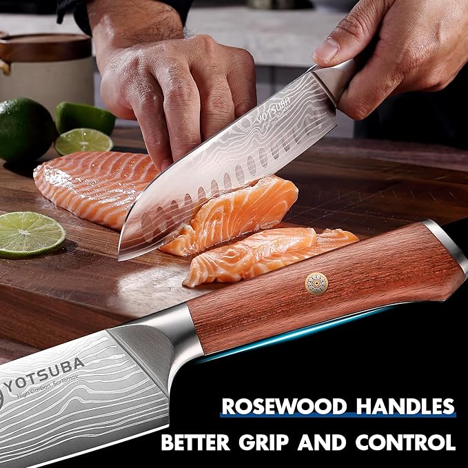 YOTSUBA 5 PCS Kitchen Knife Set, Professional Razor Sharp Japanese Knife Set, High Carbon Stainless Steel Chef Knives With Ergonomic Handle for Meat, Vegetable, Bread & Fruit