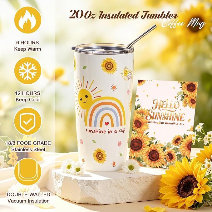 Sunflower Gifts Tote Bag Gift Set for Womens Self Care Gift - Birthday Gifts Box for Women Mom Wife Sister Daughter Friend Coworker, Sunflower Gifts Basket Sunshine Gift Box Care Package for Women Her