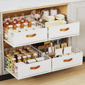 Pull Out Cabinet Organizer, No-Drill Pantry Drawers, Slide Out Shelves with Bamboo Risers for Lipped Cabinets,Ideal for Kitchen, Bathroom & Under Sink Storage (White, 15.8" Wide-21 Deep)