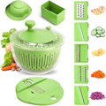 5-in-1 Salad Spinner Large with Lid Vegetable Washer and Dryer Fruit Cleaner Vegetable Chopper & Slicer with 5 Blades, 5 Qt Lettuce Spinner Strainer Shredder Bowl Egg Yolk Separator for Easy Meal Prep