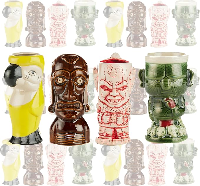 LEMONSODA Ceramic Hawaiian Tiki Glasses (Luau, Set of 32)(2075)