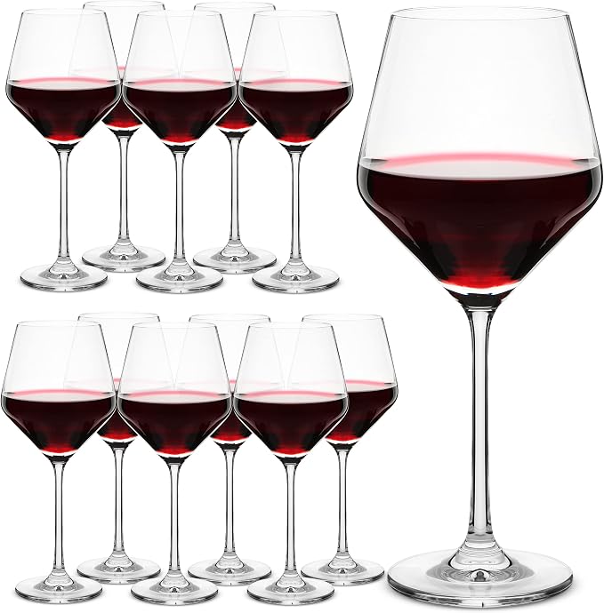 BTaT- Wine Glass Set, 12 Pack, 15oz, Long Stem Glasses | Elegant Stemmed Wine Glasses Red White Wine Champagne Cocktails Beverage Serving Home Restaurant Events