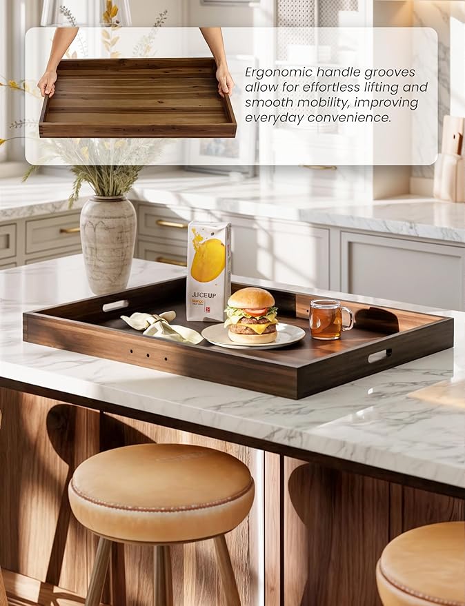 TIDITA Stove Top Covers for Electric Stove 30”x22” (Outer) / 28.9”x20.8” (Inner) - Acacia Wood Noodle Board Gas Stovetop - Stove Top Covers for Gas Burners, Sink Cover For Counter Space (Walnut color)