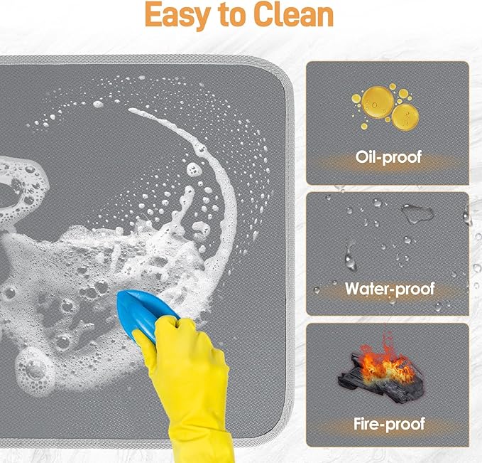 Heat Resistant Mat for Air Fryer, 15 x 18in Heat Resistant Mat for Countertop, Fireproof Silicone Countertop Protector Appliance Slider Hot pod for Air Fryer, Coffee Maker, Toaster, Oven (Deep Grey)