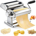 Pasta Maker, METLUCK Stainless Steel Pasta Machine Manual Roller Pasta Maker with 9 Thickness Settings for Spaghetti Linguine Fettuccine Lasagne, Includes Dough Cutter & Hand Crank