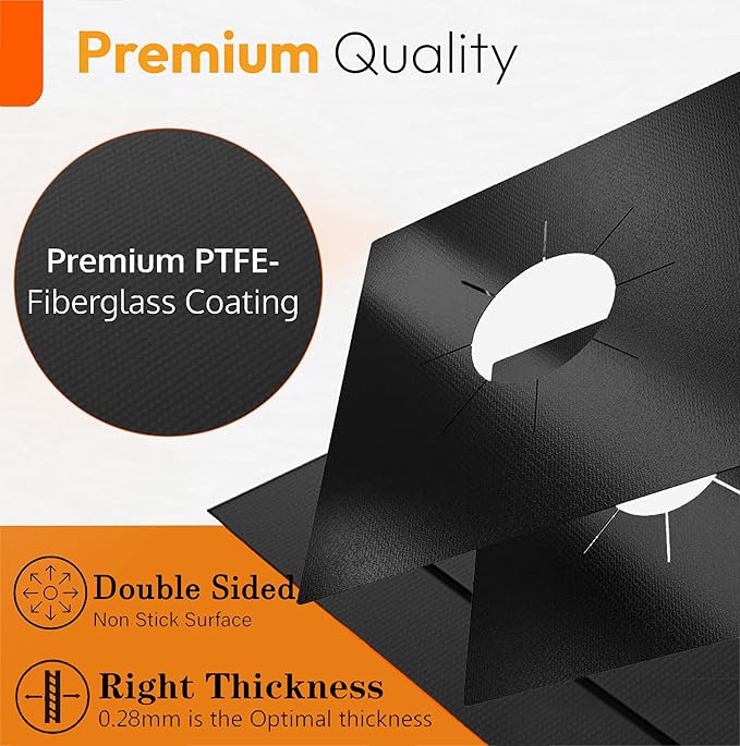 Stove Gap Covers Stainless Steel 2PC(0.08"–0.7" W,13.8"–27.5" L)+30"(2×15") Silicone Magnetic Stove Shelf+4PC Gas Burner Covers|Heat Resistant Non-Stick Range Accessories,Bonus Cleaning Brushes