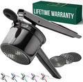 Bellemain 15 oz Large Potato Ricer | Heavy-Duty Stainless Steel Potato Ricer & Masher | Perfect for Mashed Potatoes | Ricer Kitchen Tool with 3 Interchangeable Discs (Metallic Black)