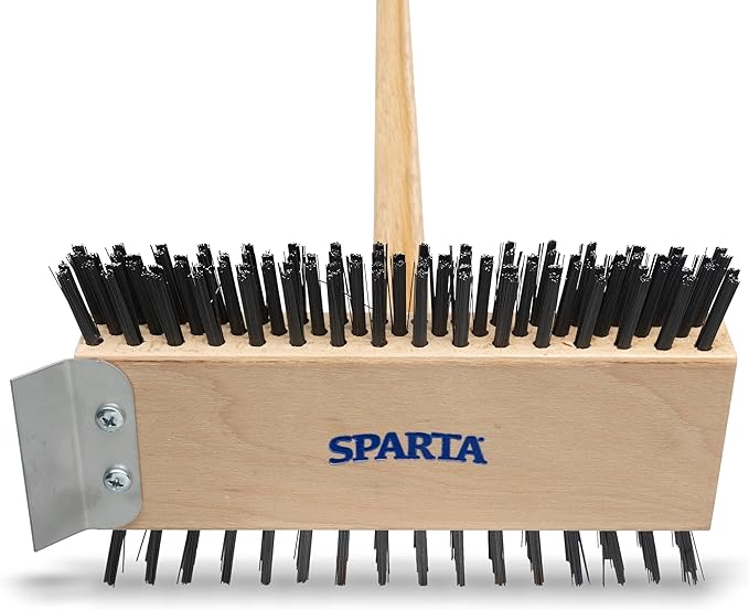 SPARTA 4002600 Stainless Steel Grill Brush, Grill Scraper With Long Handle For Commercial Cleaning, Kitchens, Restaurants, Bathrooms, 30 Inches, Brown, (Pack of 6)