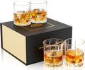 KANARS Old Fashioned Whiskey Glasses - 3 Designs Bourbon Glass 10 oz with Luxury Box - Ultra Clear Crystal Rocks Barware for Scotch, Irish Whisky, Rum and Cocktail, Men Gift for Father's Day