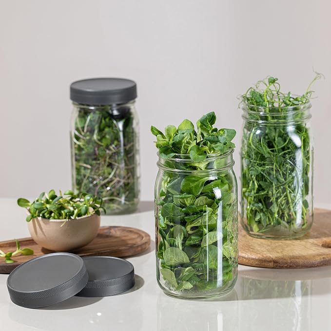 Wide Mouth Mason Jars 32 oz [2-Pack] with Airtight Lids – Glass Meal Prep Jars for Salads, Overnight Oats & Food Storage | BPA-Free Leak-Proof Lids