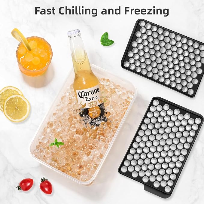 WIBIMEN Mini Ice Cube Trays, 0.55” Tiny Pebble Ice for Iced Coffee & Cocktails, Fast Chill, Easy Twist Release, Stackable with Lid & Storage Bin (4 Pack, Black)