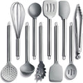 COOK WITH COLOR Silicone Cooking Utensils, Kitchen Utensil Set, Easy to Clean Silicone Kitchen Utensils, Cooking Utensils for Nonstick Cookware, Kitchen Gadgets Set, 10 Pieces, Grey Ombre