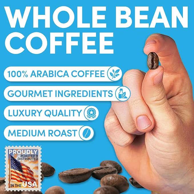 5 lb Whole Bean Coffee, 100% Colombian Coffee, Colombia Excelso, Medium Roast, Low Acid, Specialty Grade, Mold Free, 80 oz