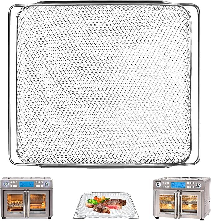GCQ Air Fryer Accessories for Emeril Lagasse Dual Zone 360 Air Fryer Oven 25 QT Extra Large, 14.1" x 11.8" Replacement Parts Non-Stick Mesh Basket Air Fryer Steel Basket Wire Rack, Dishwasher Safe