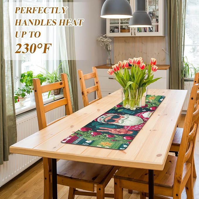 2-in-1 Table Runner Trivet for Hot Dishes Heat Resistant Hot Plate Mat Pad 39x12 Inch Waterproof Table Protector Trivets for Countertop Decorative Christmas Santa Claus Red Green