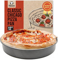 Chef Pomodoro Chicago Deep Dish Pizza Pan, 12 Inch Hard Anodized Aluminum | Pre-Seasoned Nonstick Pizza Pan for Oven, Great for Casseroles, Pies & Deep Dish Desserts, Heavy Duty Round Bakeware