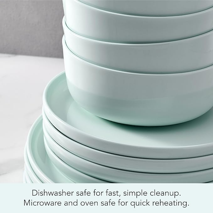 Mikasa Madison Pastel Bone China Lightweight Chip Resistant 12 Piece Dinnerware Set, Mint Green