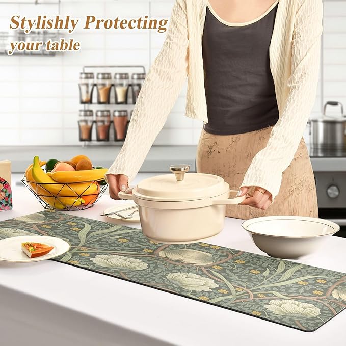 ALAZA William Morris Trivet Table Runner 40 Inches Long Trivet for Hot Pots and Pans/Hot Dishes,Table Protector Heat Up to 230F, Decorative Hot Plates Mat for Kitchen Countertop