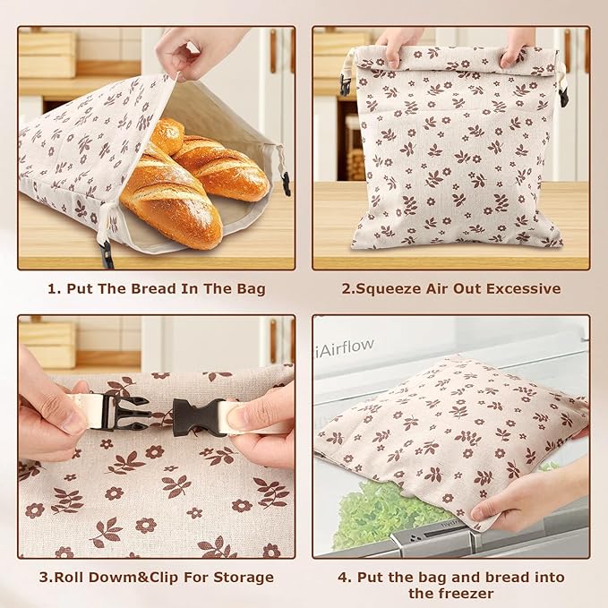 Beeswax Bread Bags, Reusable Organic Beeswax Bread Bag for Sourdough