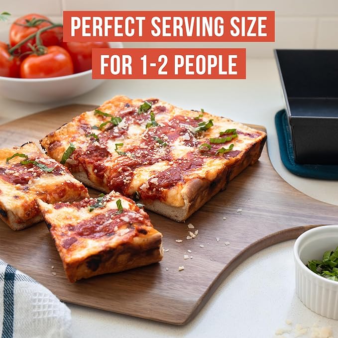 Chef Pomodoro Detroit Style Pizza Pan, 8x10in, Anodized Aluminum Deep Dish | Pre-Seasoned Nonstick Rectangular Bakeware, 2.5in Deep, Great for Casseroles, Focaccia & Deep Dish Desserts, Small Batch