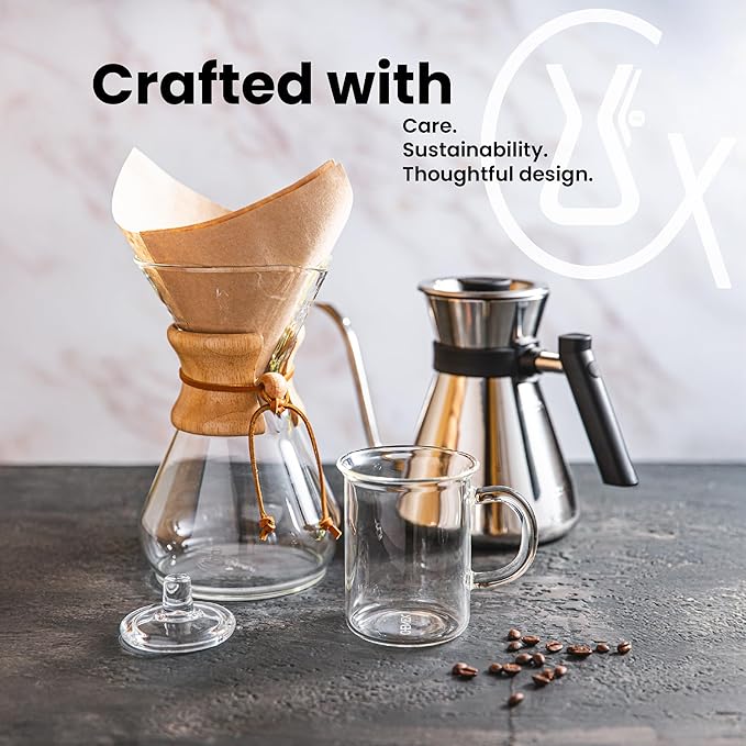 CHEMEX Bundle - 6-Cup Classic Series - 100 ct Square Filters - Exclusive Packaging