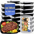 15 Pack 32oz Meal Prep Containers Reusable BPA-Free, Disposable Food Storage Take Out Containers with Lids, Leakproof Plastic To Go Food Containers, Microwave Freezer Dishwasher Safe