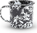 Crow Canyon Home Enamelware Mug, 12 ounce, Black/White Splatter (Set of 4)