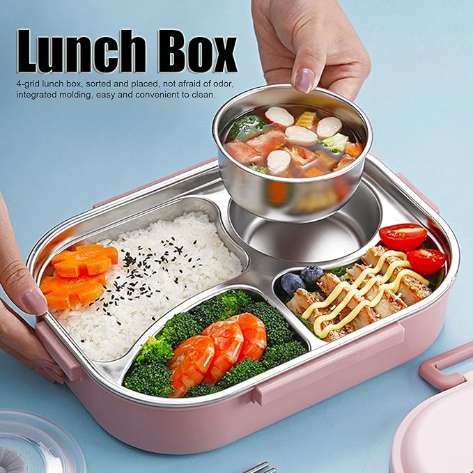 1200ml & 1500ml Lunch Box Food Lunch Containers with Spoon Chopsticks & Soup Bowl Adult Kids Bento Lunch Box with Tableware Removable Liner, for School Office Picnic