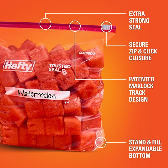 Hefty Slider Storage Bags, Gallon Size, 15 Count (9 Pack), 135 Total